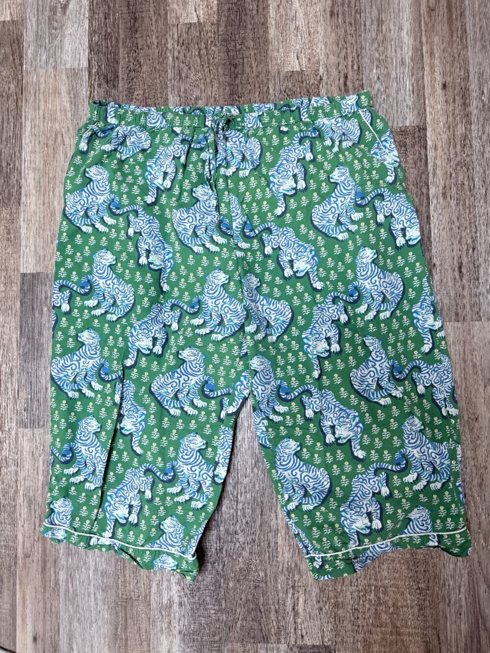 Printfresh cotton cropped pajama bottoms, Tiger Queen print, size 1X